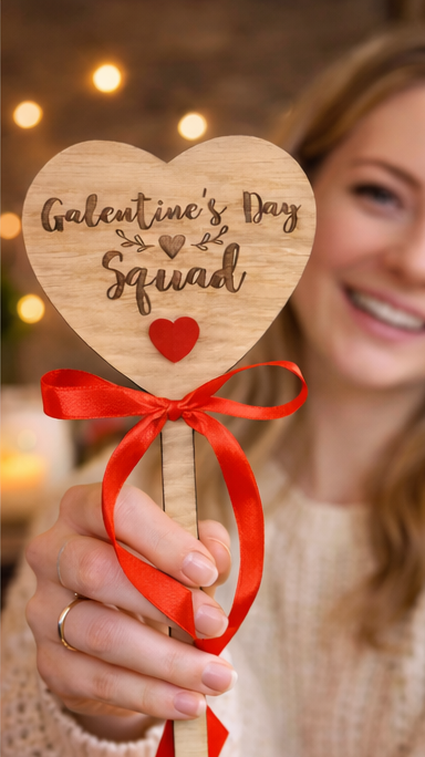 Galentine’s Day Squad – Oak Wooden Friendship Wand
