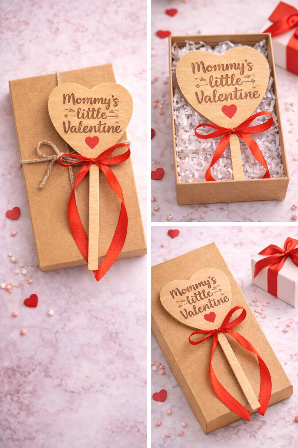 Mommy’s Little Valentine – Personalised Oak Wooden Heart Wand