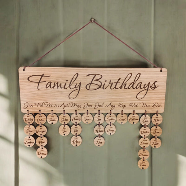 Family Birthdays Calendar Hanger