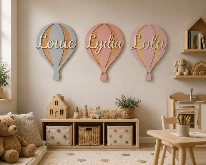 Personalised Layered Hot Air Balloon Wall Sign