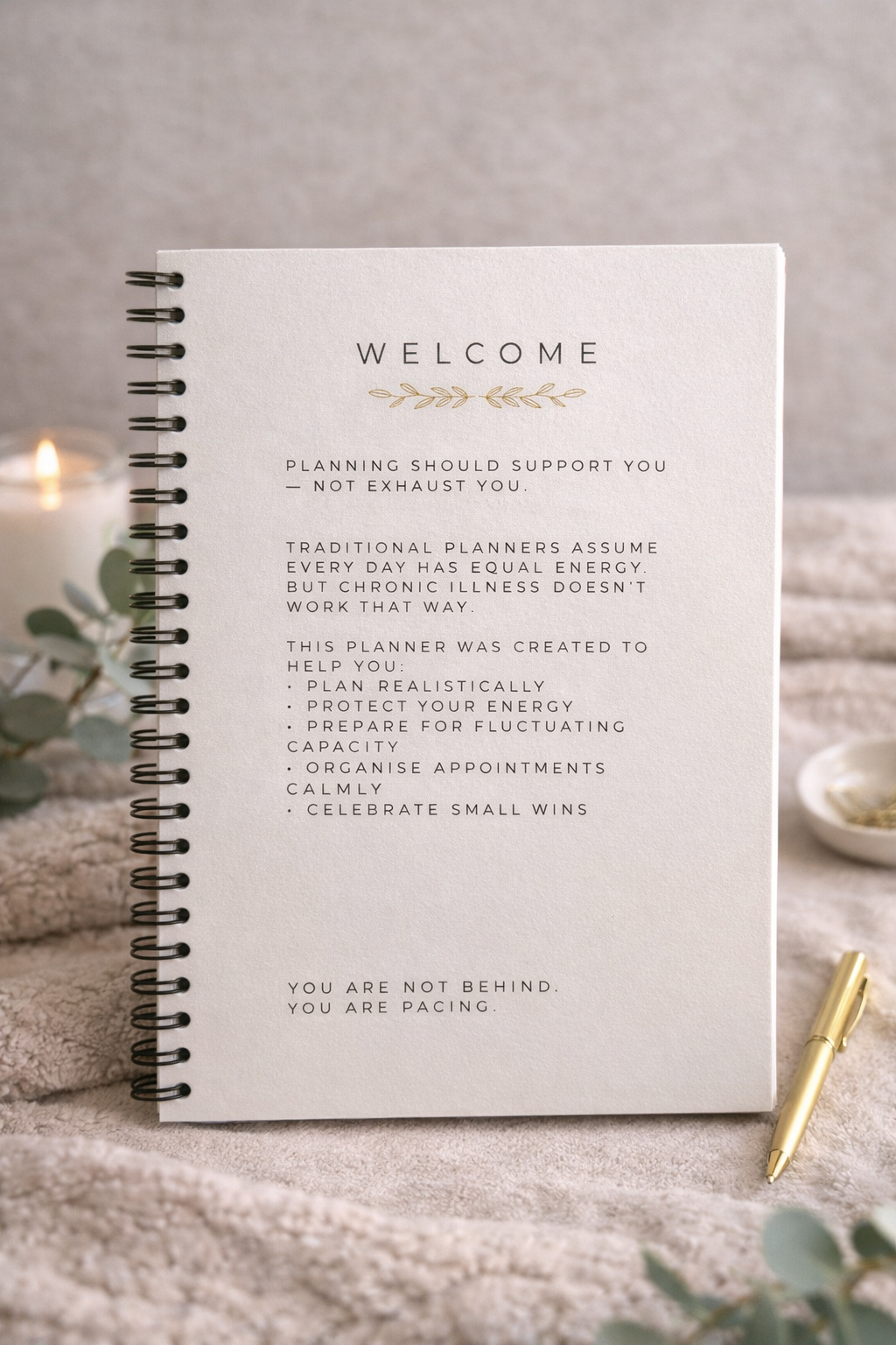 Plan Gently – A5 Chronic Illness Journal (100 Pages)