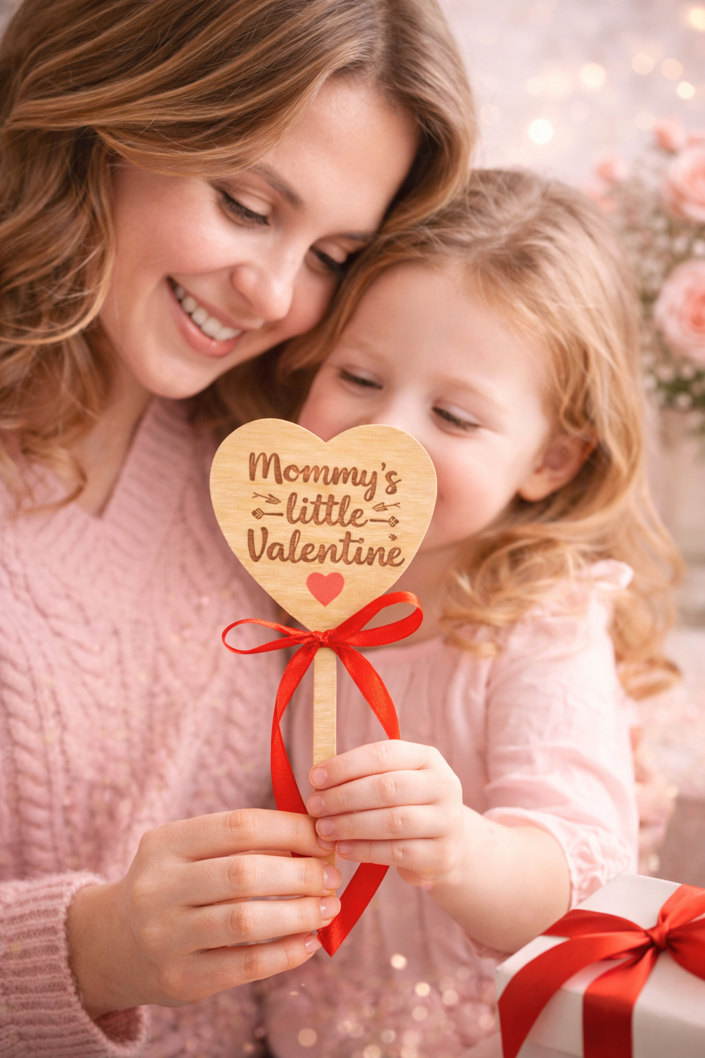 Mommy’s Little Valentine – Personalised Oak Wooden Heart Wand