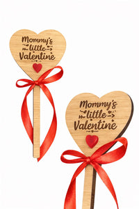 Mommy’s Little Valentine – Personalised Oak Wooden Heart Wand