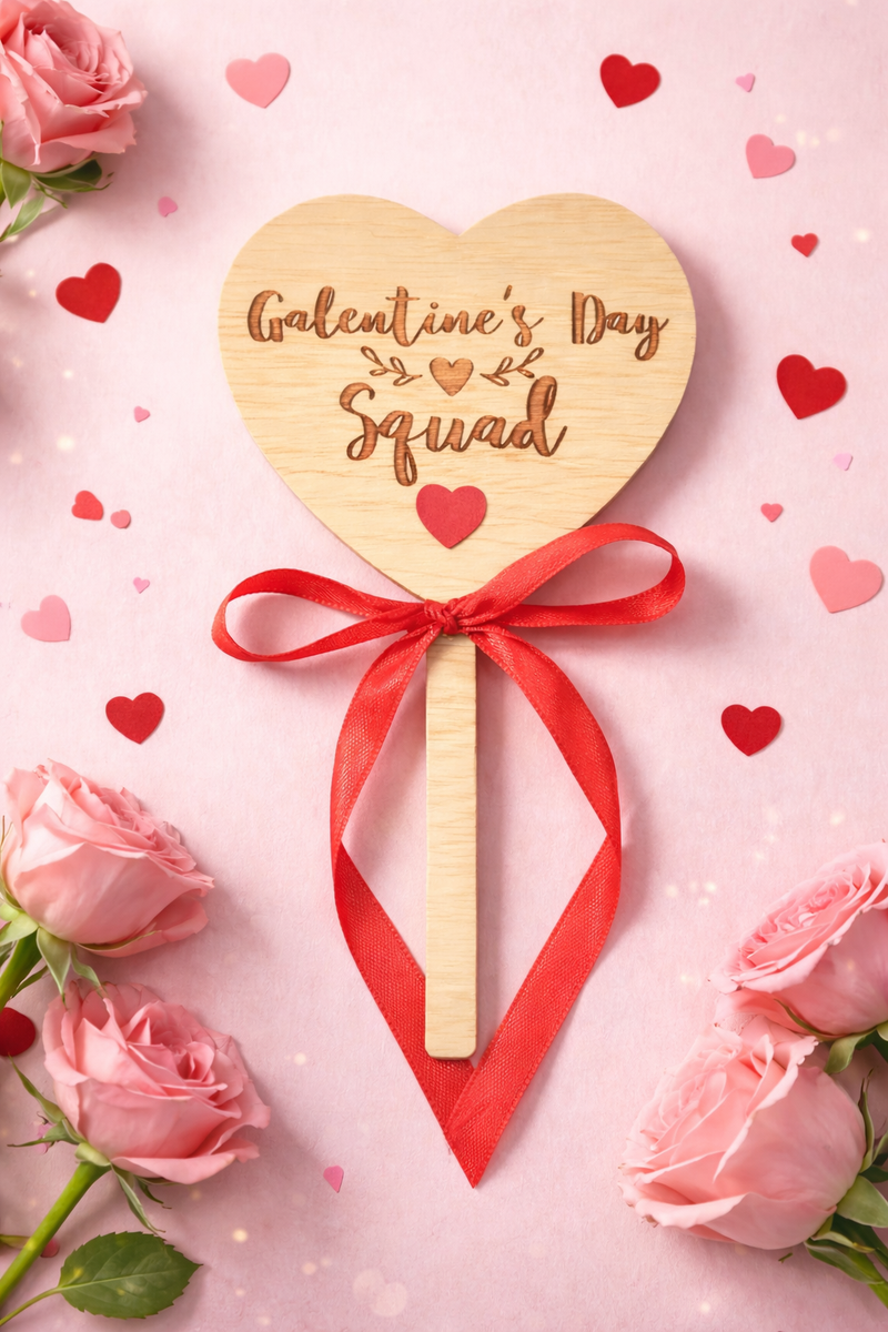 Galentine’s Day Squad – Oak Wooden Friendship Wand