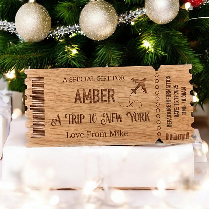 Personalised wooden ticket